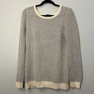 🌙 EXPRESS Striped Waffle Silver Knit Crew Neck Sweater – Large 🌙